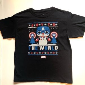 Kids XL Marvel Captain America “Joy to the World” Christmas Sweater T-Shirt